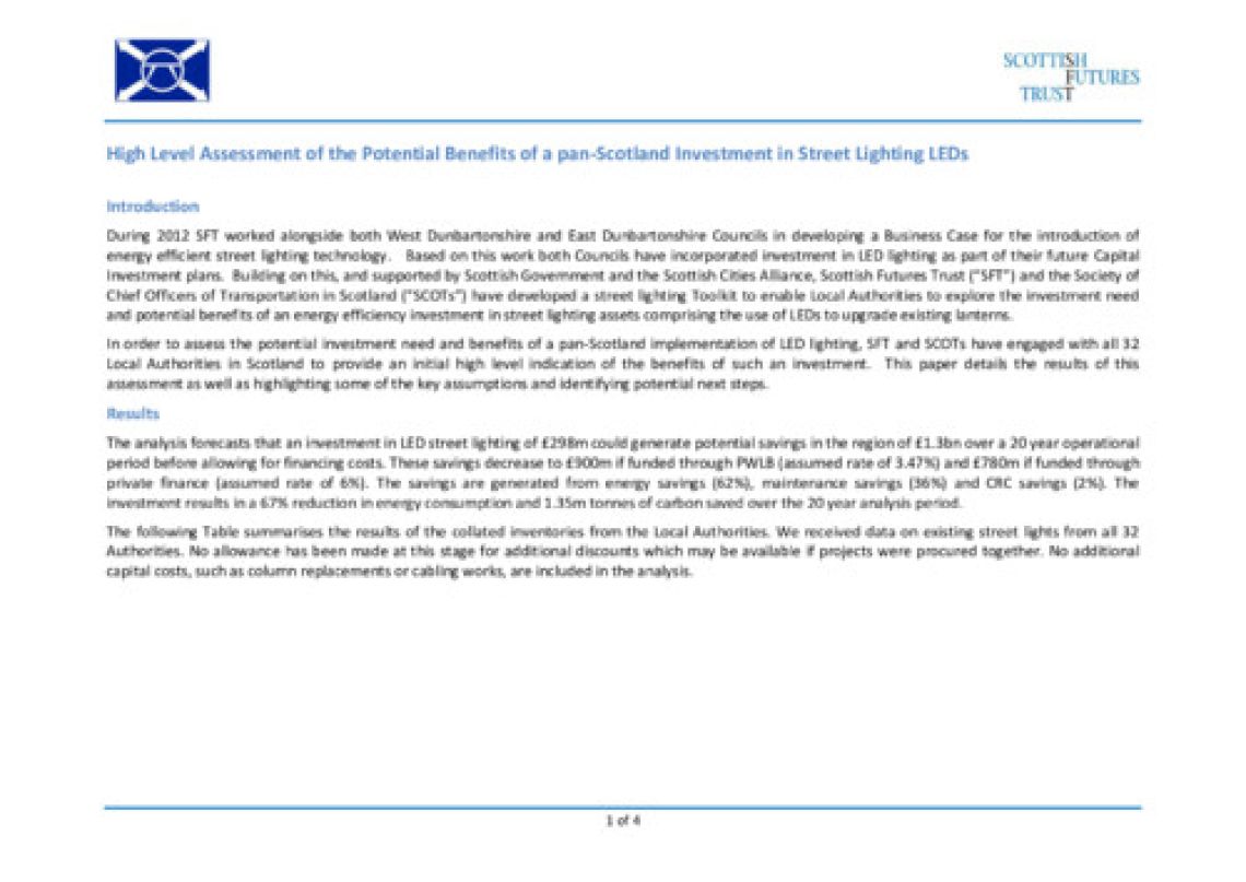 LED Street Lighting Assessment Scotland cover